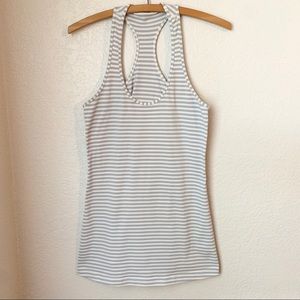 Lululemon gray & white stripe yoga tank